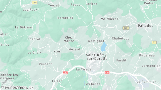 Carte de la zone d'intervention à Saint-Rémy-sur-Durolle