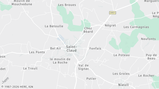Carte de la zone d'intervention à Saint-Claud