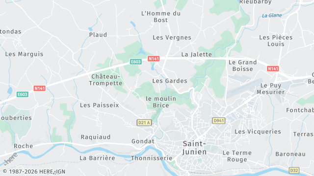 Carte de la zone d'intervention à Saint-Junien