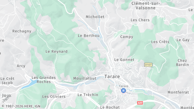 Carte de la zone d'intervention à Tarare