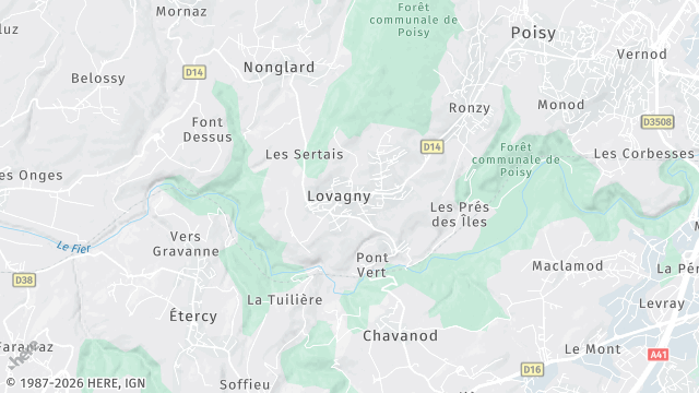 Carte de la zone d'intervention à Lovagny