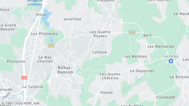 Carte de la zone d'intervention à Rilhac-Rancon