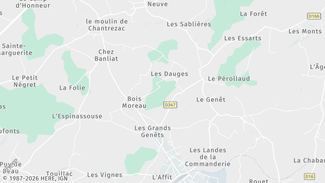 Carte de la zone d'intervention à Terres-de-Haute-Charente