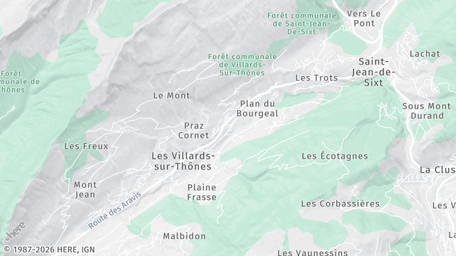 Carte de la zone d'intervention à Les Villards-sur-Thônes
