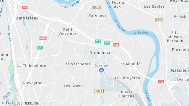 Carte de la zone d'intervention à Quincieux