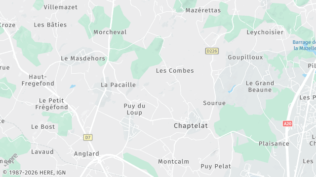 Carte de la zone d'intervention à Chaptelat