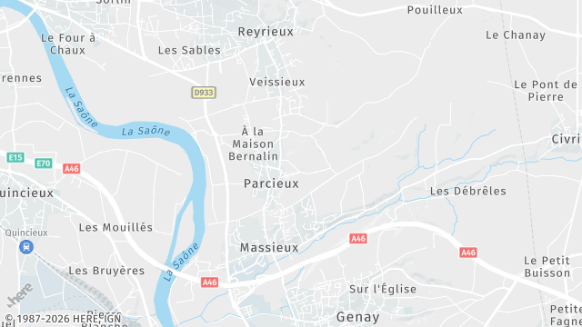 Carte de la zone d'intervention à Parcieux