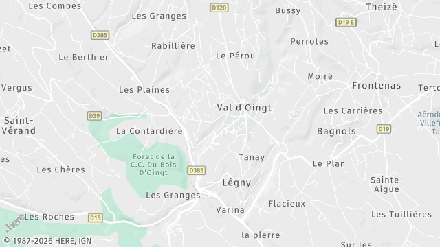 Carte de la zone d'intervention à Val d'Oingt