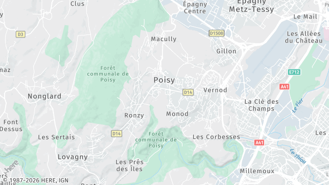 Carte de la zone d'intervention à Poisy