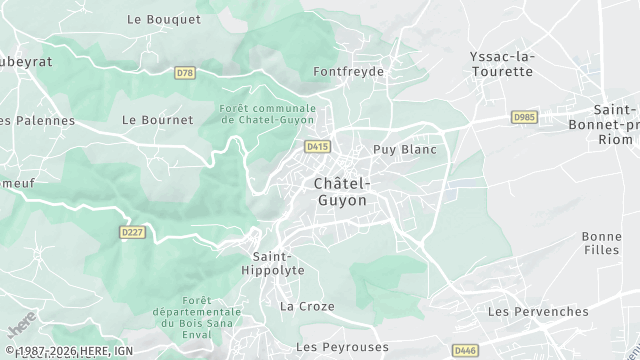 Carte de la zone d'intervention à Châtel-Guyon