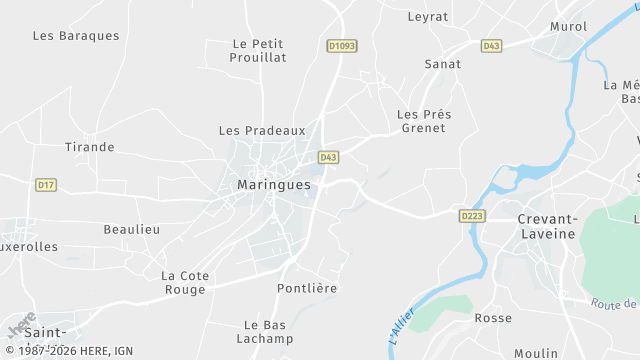 Carte de la zone d'intervention à Maringues
