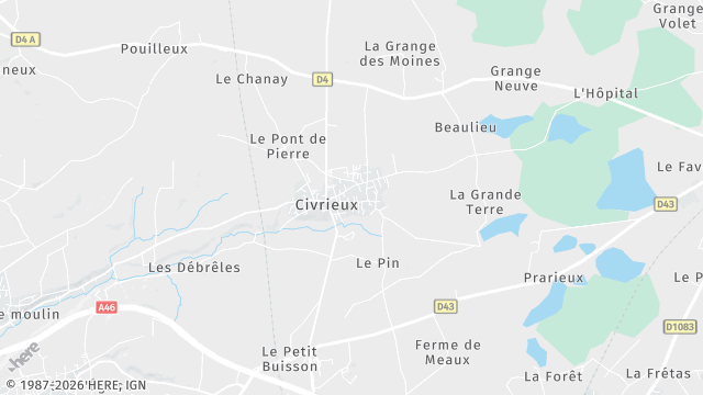 Carte de la zone d'intervention à Civrieux