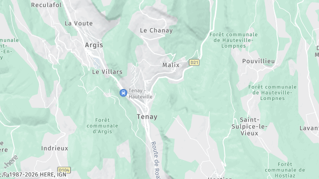 Carte de la zone d'intervention à Tenay