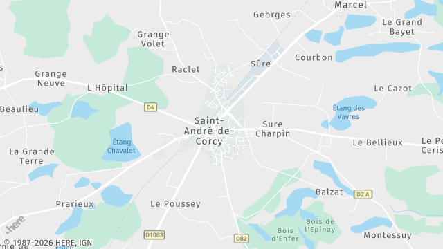 Carte de la zone d'intervention à Saint-André-de-Corcy