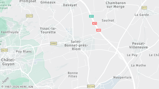 Carte de la zone d'intervention à Saint-Bonnet-près-Riom