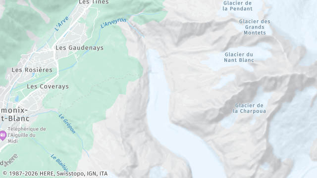 Carte de la zone d'intervention à Chamonix-Mont-Blanc