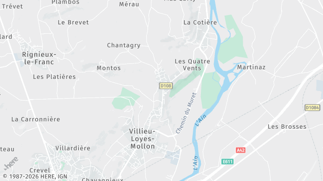 Carte de la zone d'intervention à Villieu-Loyes-Mollon