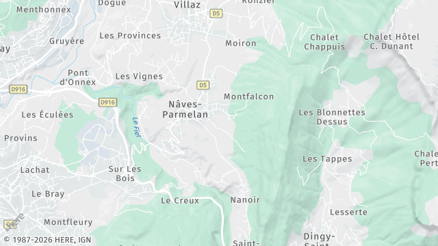 Carte de la zone d'intervention à Nâves-Parmelan