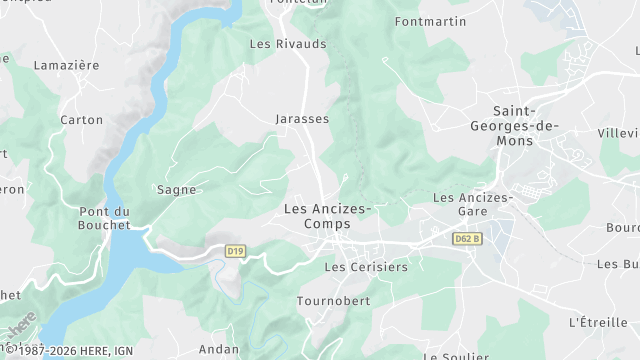 Carte de la zone d'intervention à Les Ancizes-Comps