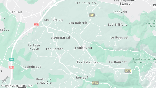 Carte de la zone d'intervention à Loubeyrat