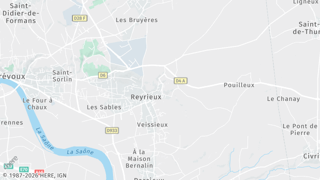 Carte de la zone d'intervention à Reyrieux