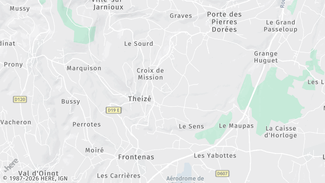 Carte de la zone d'intervention à Theizé