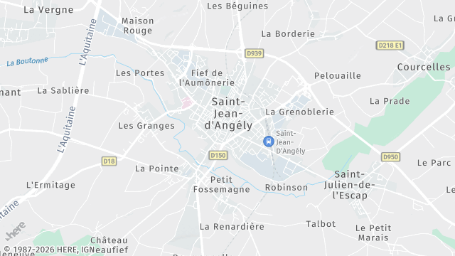 Carte de la zone d'intervention à Saint-Jean-d'Angély