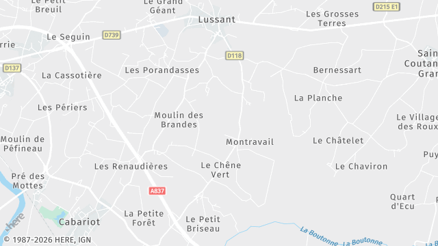 Carte de la zone d'intervention à Lussant