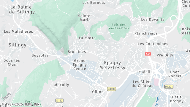 Carte de la zone d'intervention à Epagny Metz-Tessy