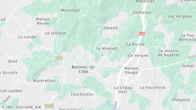 Carte de la zone d'intervention à Bonnac-la-Côte