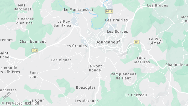 Carte de la zone d'intervention à Bourganeuf