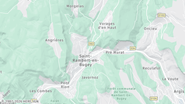 Carte de la zone d'intervention à Saint-Rambert-en-Bugey