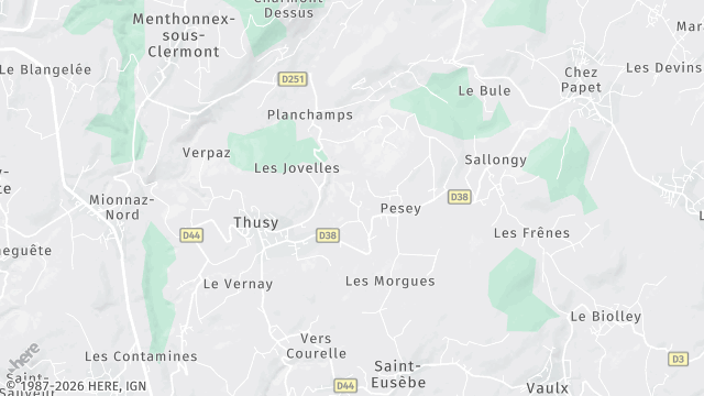 Carte de la zone d'intervention à Thusy