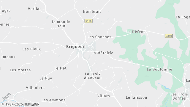 Carte de la zone d'intervention à Brigueuil