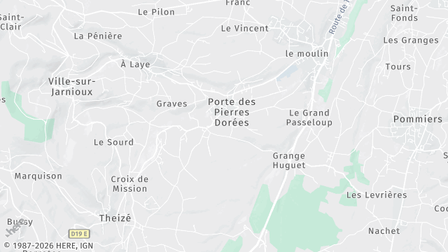 Carte de la zone d'intervention à Porte des Pierres Dorées