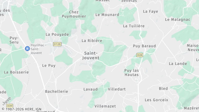 Carte de la zone d'intervention à Saint-Jouvent
