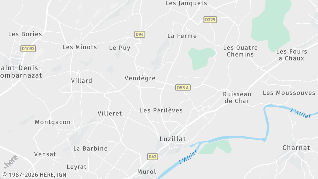 Carte de la zone d'intervention à Luzillat