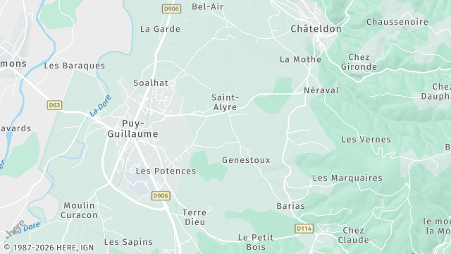 Carte de la zone d'intervention à Puy-Guillaume