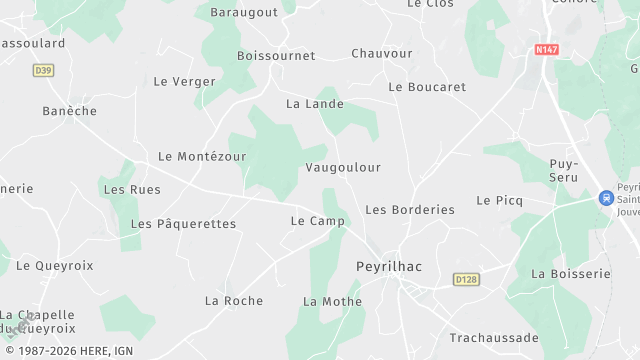 Carte de la zone d'intervention à Peyrilhac