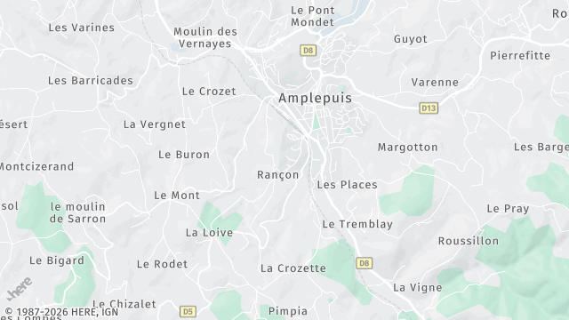 Carte de la zone d'intervention à Amplepuis