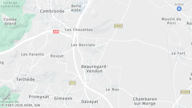 Carte de la zone d'intervention à Beauregard-Vendon
