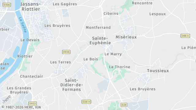 Carte de la zone d'intervention à Sainte-Euphémie