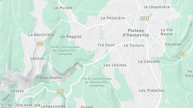 Carte de la zone d'intervention à Plateau d'Hauteville