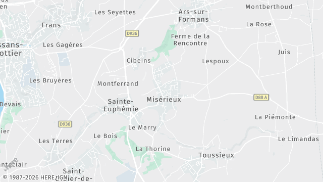 Carte de la zone d'intervention à Misérieux