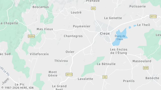 Carte de la zone d'intervention à Cieux