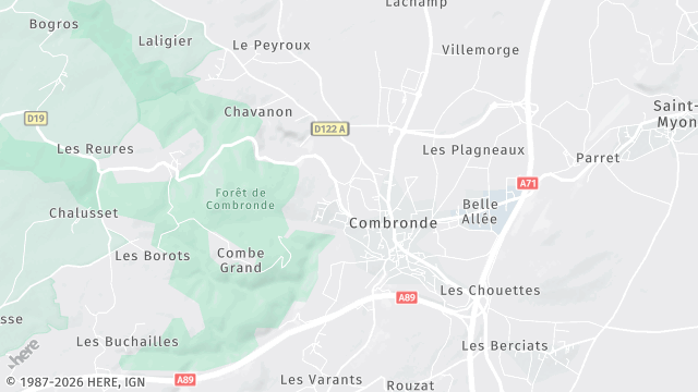 Carte de la zone d'intervention à Combronde