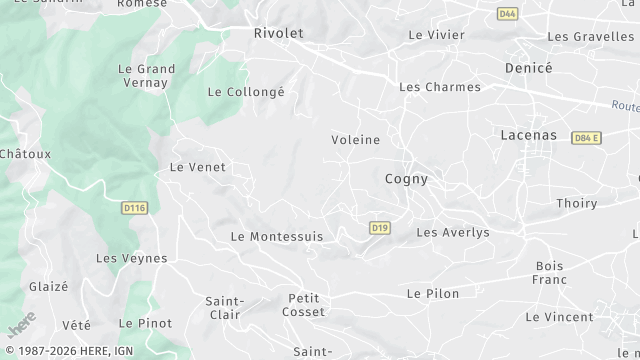 Carte de la zone d'intervention à Cogny