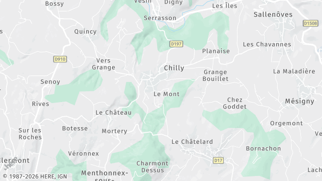 Carte de la zone d'intervention à Chilly
