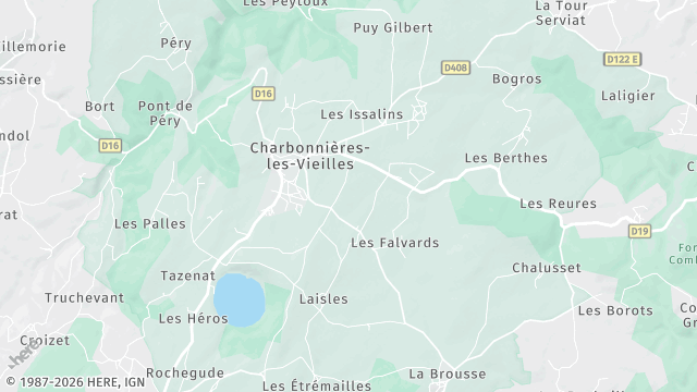 Carte de la zone d'intervention à Charbonnières-les-Vieilles