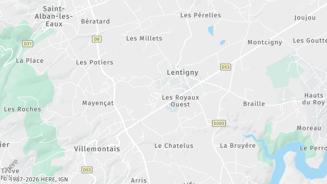 Carte de la zone d'intervention à Lentigny